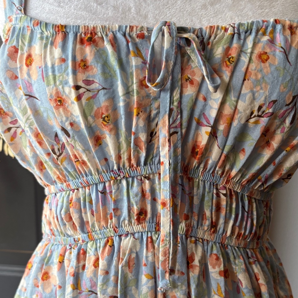 Floral Sundress with Orange and Blue Accents - Picture 4 of 8